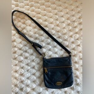 Fossil Black Leather Crossbody Bag